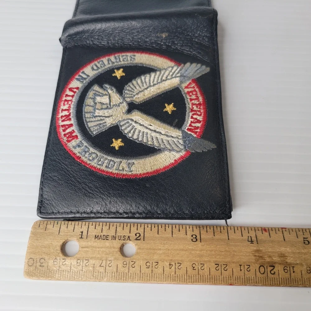 Vietnam Veteran Served Proudly Patch Military Bifold Wallet Mens Black